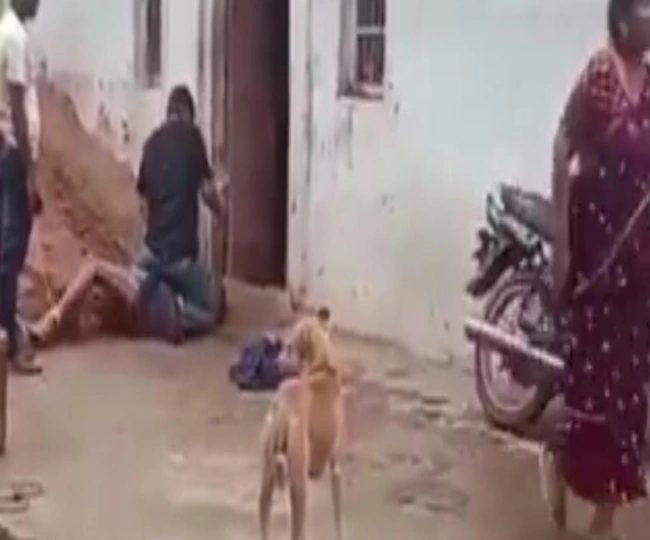 ex dsp Viral Video For sake of money own son climbed on his chest