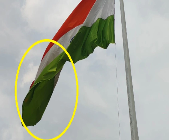 National flag insulted Some were torn and some were hoisted upside down